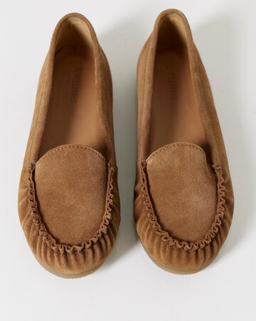 Gretel Suede Puckered Flat Loafers - Wide Fit (E)