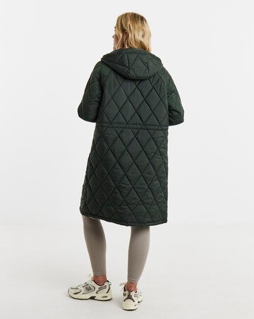Dark Green Hooded Quilted Coat