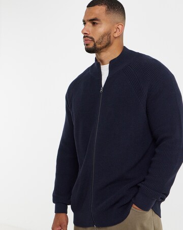 Fisherman Knitted Zip Through Cardigan