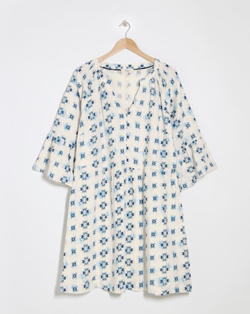 Julipa Printed Pure Cotton Textured Shift Dress