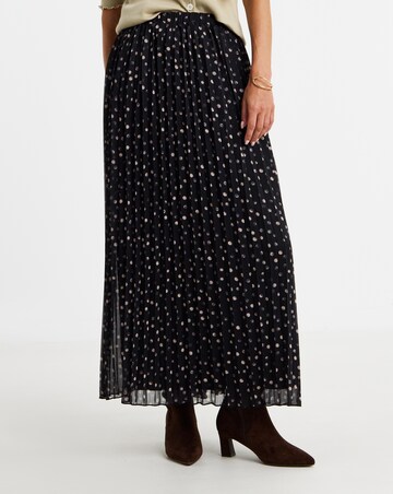 Chiffon Spot Print Pleated Midaxi Skirt