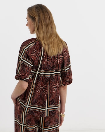 Collarless Button Through Blouse