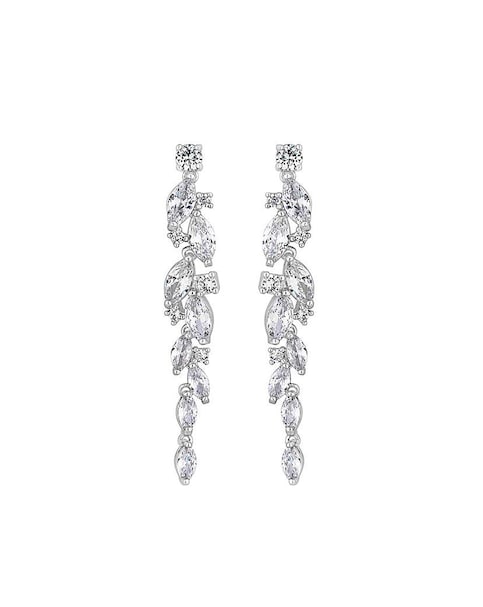 Jon Richard Silver Plated Clear Navette Charlotte Drop Earrings