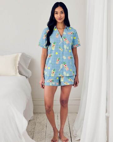 Chelsea Peers Organic Cotton V Neck Button Up Pyjama Shorts Set