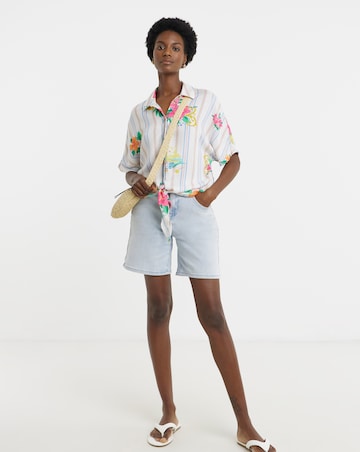 Linen Mix Tie Front Shirt