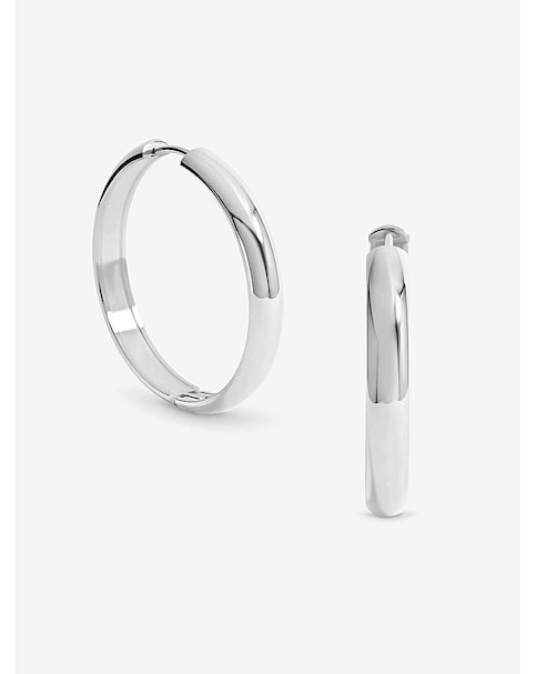 Jon Richard Platinum Plated Stainless Steel Large Flat Surface Hoops