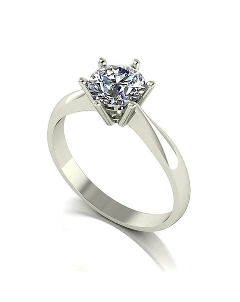 9ct White Gold 1ct eq Moissanite Solitaire Ring
