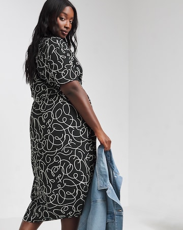 Mono Print Button Through Shirt Dress