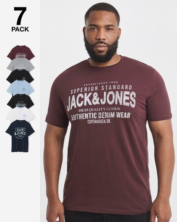 Jack & Jones Simon Logo T-Shirt 7 Pack - Multi