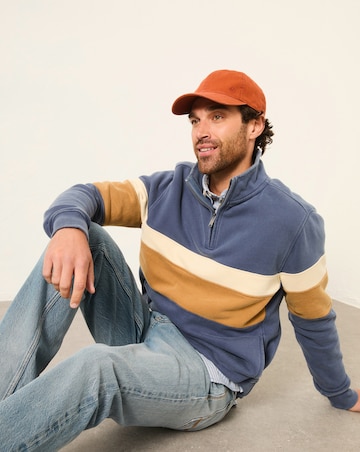 FatFace Brooke Half Neck Colour Block Sweatshirt (Regular & Tall) - Denim Blue