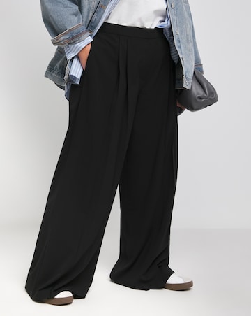 Black Magisculpt Pleated Wide Leg Trousers Long