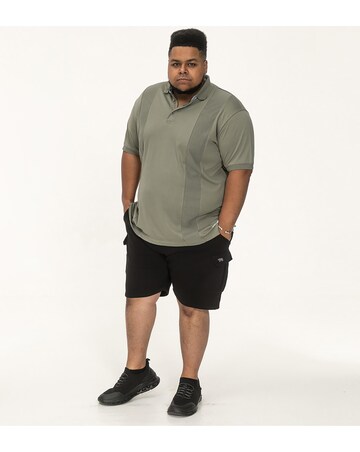 D555 Big And Tall Chippendham Jacquard Knitted Front Panel S/S Polo - Khaki