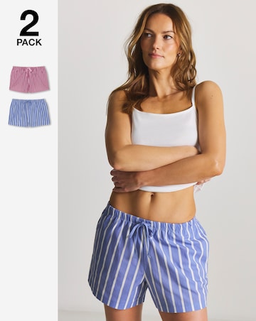 Pretty Secrets (2 Pack) Stripe Woven Pyjama Shorts