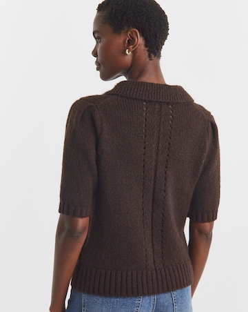 Chocolate Fluffy Collar Jumper