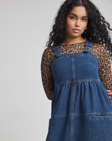 Simply Be Mid Blue Denim Covered Buckle Dungaree Midaxi Dress