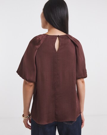 Satin Bubble Sleeve Top
