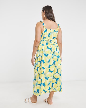 Simply Be Ruched Front Lemon Midaxi Slip Dress