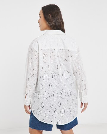 Simply Be White Broderie Long Sleeve Shirt