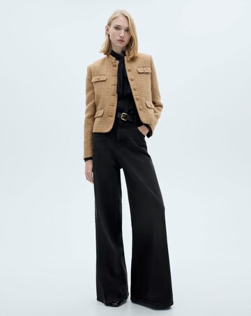 Mango Tweed Jacket with Stand Up Collar