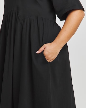 Simply Be Black Jersey Smock Midi Dress With Pockets
