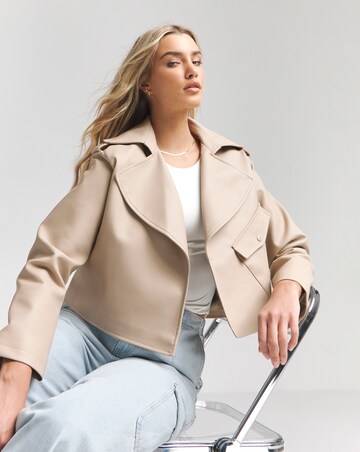 Simply Be Tan Cropped Faux Leather Trench