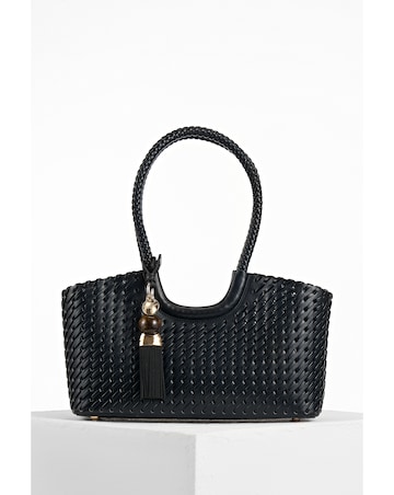Luella Grey Paige Black Whipstitch Tote