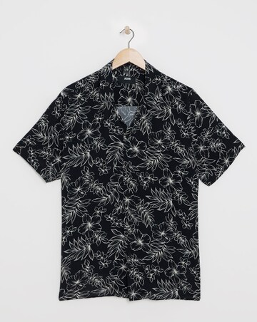 Short Sleeve Leaf Print Shirt with Ecovero
