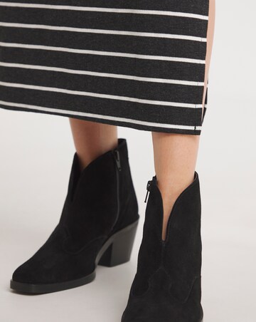 Alma Suede V Cut Western Ankle Boots Extra Wide EEE Fit