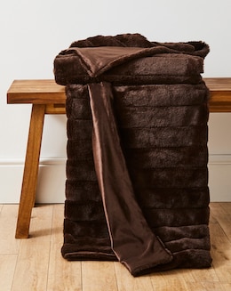 Large Ribbed Faux Fur Throw