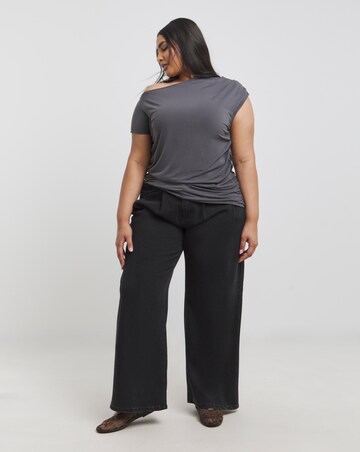 Dark Grey Off The Shoulder Top