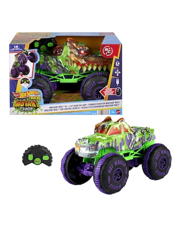 Hot Wheels Monster Trucks 1:15 Mutant Chaos Wreckin Wolf Remote Control