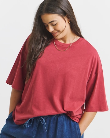 Dusty Red Pure Cotton Slub Crew Neck T-Shirt
