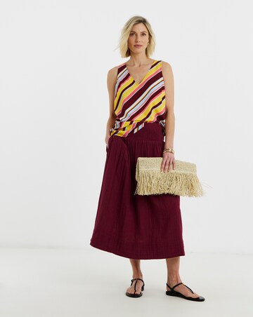 Printed V Neck Woven Vest