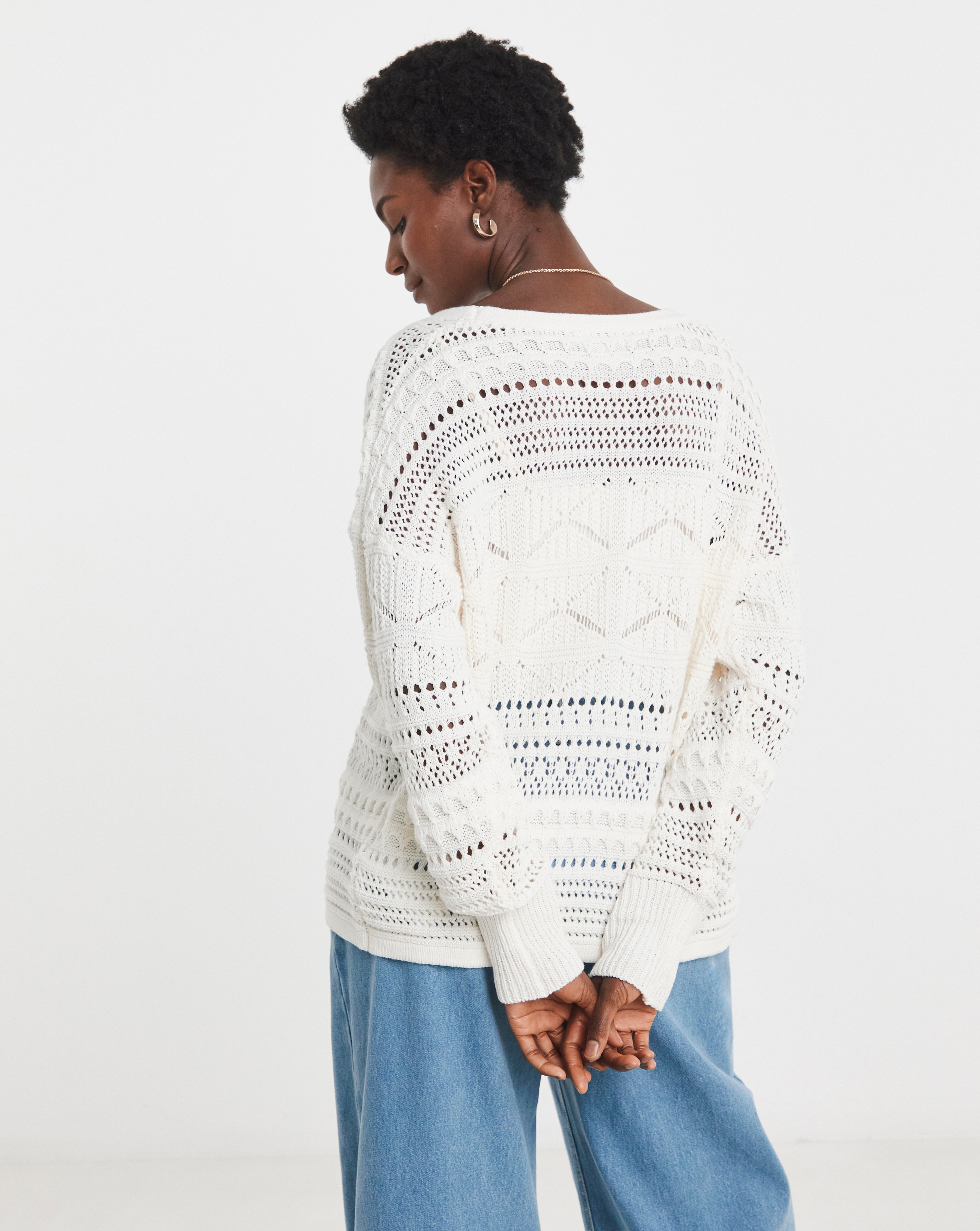 Ivory Tie Front Crochet Cardigan | Ambrose Wilson