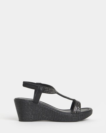 Aziz Sparkly T Bar Wedged Sandals - Extra Wide Fit (EEE)