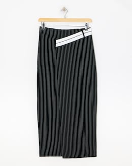 Deconstructed Waistband Pinstripe Skirt