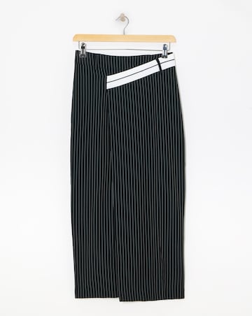 Deconstructed Waistband Pinstripe Skirt