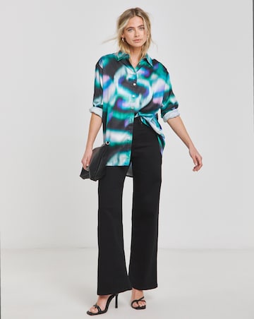 Abstract Print Relaxed Fit Satin Shirt