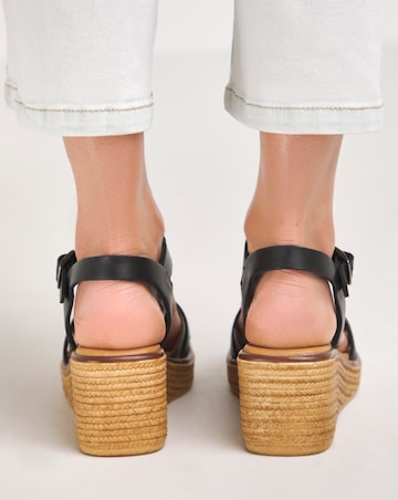 Jude Leather Strappy Wedge Sandal - Wide Fit (E)