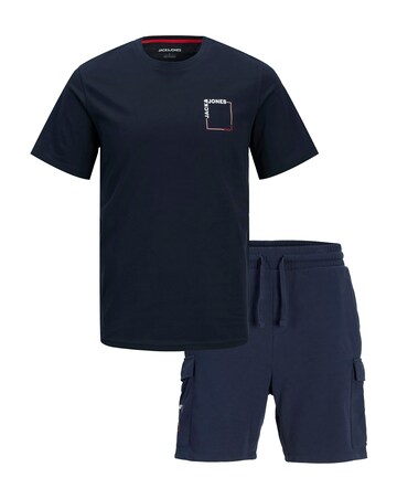 Jack & Jones Verner T-Shirt & Short Set - Navy
