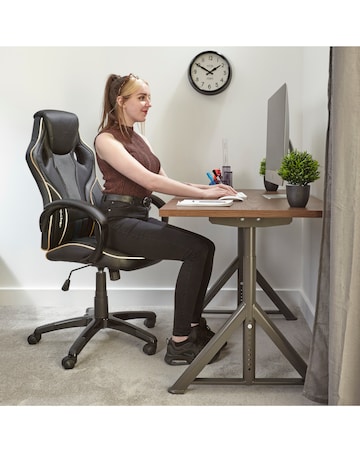 X Rocker Maverick Office Gaming Chair with Lumbar Support- Black & Gold