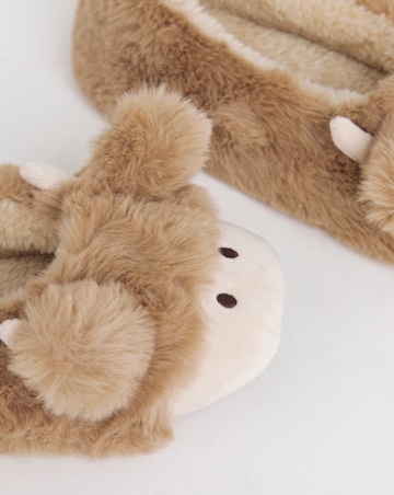 Helly Highland Cow Ballerina Slippers - Wide Fit (E)