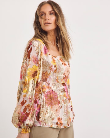 Jo by Joanna Hope Printed Balloon Sleeve Blouse