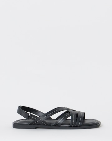 Sedona Contast Stitch Leather Strappy Flat Sandals - Wide Fit (E)