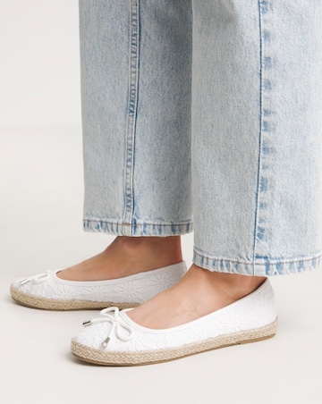 Simply Be Arielle Broderie Ballerina Espadrille - Wide Fit (E)