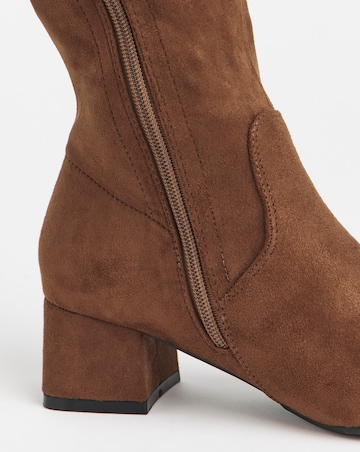 Claudia Block Heel Knee High Boots - Wide Fit (E) & Super Curvy/Curvy Plus Calf