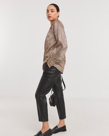 Check Print Satin Top With Keyhole