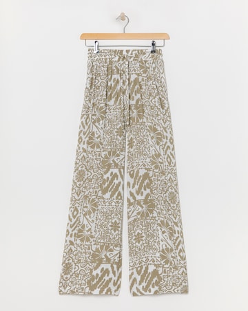 Taupe Print Crinkle Palazzo Trousers
