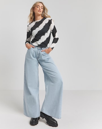 Simply Be Black & White Print Mesh Top