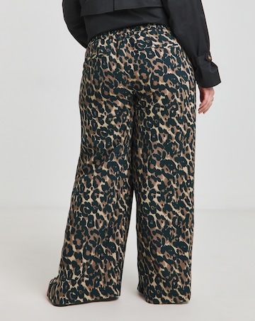 Simply Be Leopard Print Drawcord Wide Leg Trouser